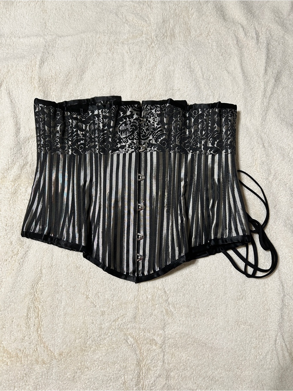 Black & Pewter Striped Underbust Corset